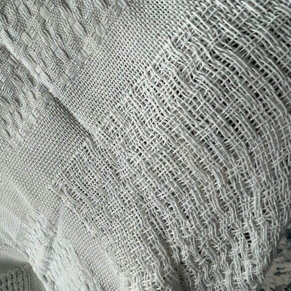 Throw Blanket In Off White tassels decor NWOT - Picture 1 of 4